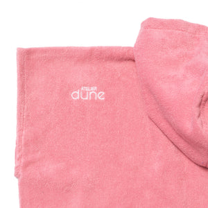 Packshot poncho enfant 10 ans et plus en coton biologique coloris rose malabar - Atelier Dune