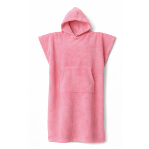 Packshot poncho enfant 10 ans et plus en coton biologique coloris rose malabar - Atelier Dune