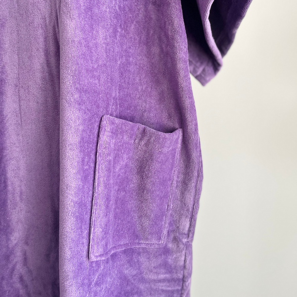 Poncho adulte en coton biologique velours coloris lavande - Atelier Dune