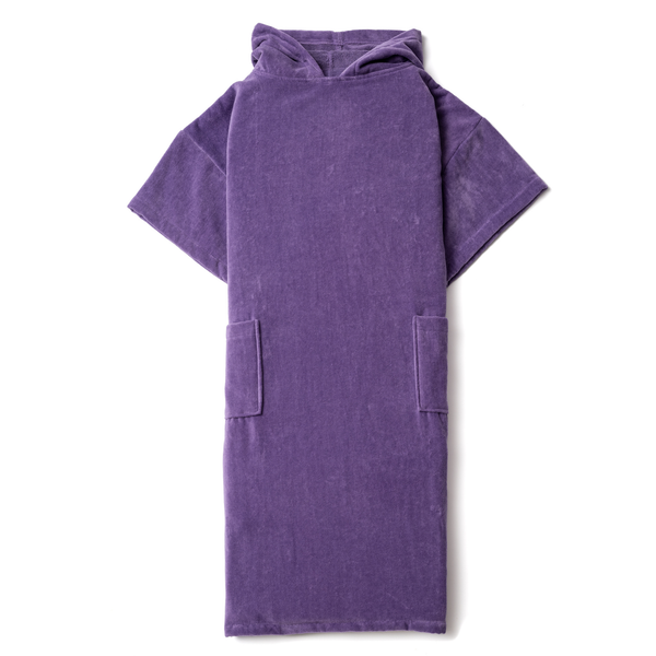 Poncho adulte en coton biologique velours coloris lavande - Atelier Dune