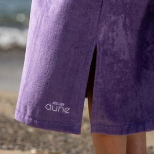 Poncho femme en coton biologique velours coloris lavande - Atelier Dune