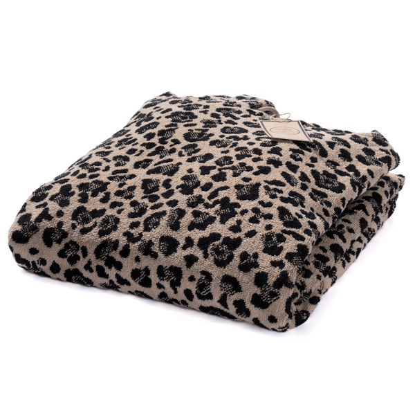 Packshot poncho en coton biologique motif leopard - Atelier Dune