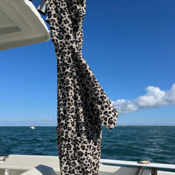 Poncho leger femme en coton biologique velours leopard - Atelier Dune