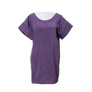 Robe vintage courte en coton biologique coloris lavande - col V - Atelier Dune