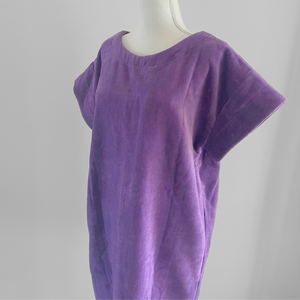 Robe vintage courte en coton biologique coloris lavande - col V - Atelier Dune