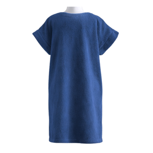 Robe vintage courte en coton biologique coloris outremer - col V - Atelier Dune