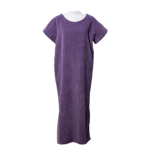 Robe vintage longue en coton biologique coloris lavande - col V - Atelier Dune
