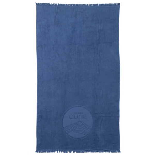 Serviette de plage double-face 100x170 cm en coton biologique coloris outremer - Atelier Dune