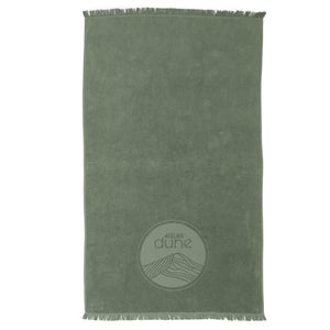 Serviette de plage double-face 100x170 cm en coton biologique coloris sauge - Atelier Dune