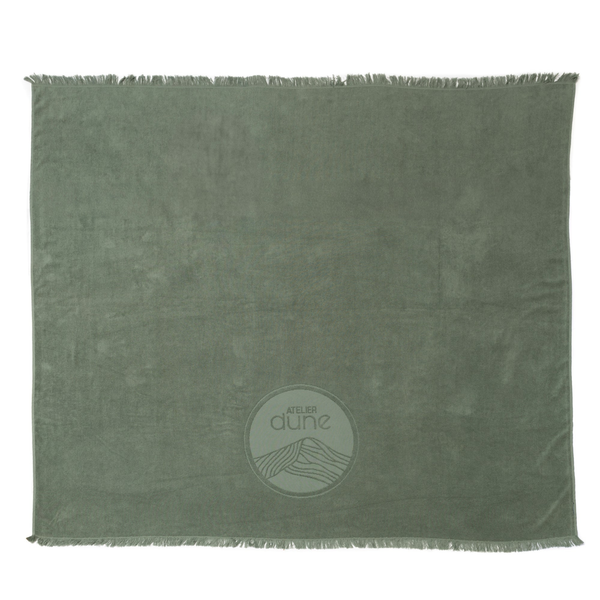 Serviette de plage double-face Family 200x170 cm en coton biologique coloris sauge - Atelier Dune