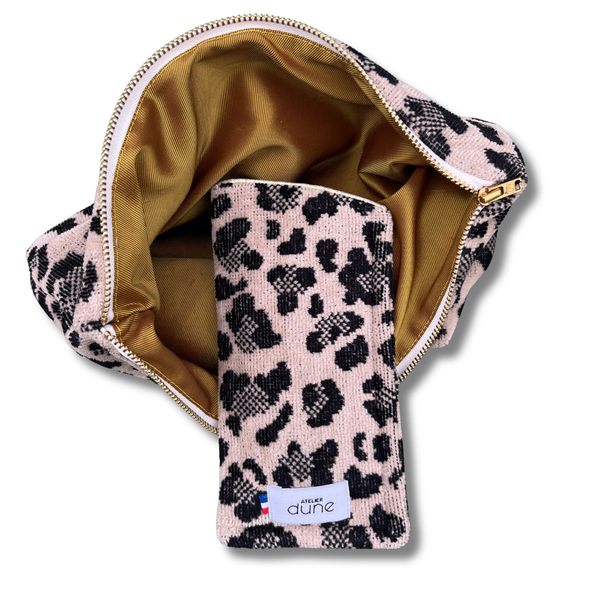 Trousse en eponge made in France motif leopard - Atelier Dune