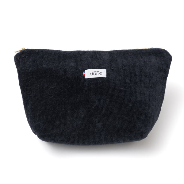 Trousse en eponge velours noir bio made in France - Atelier Dune