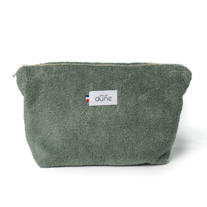 Trousse en eponge made in France coloris sauge kaki - Atelier Dune