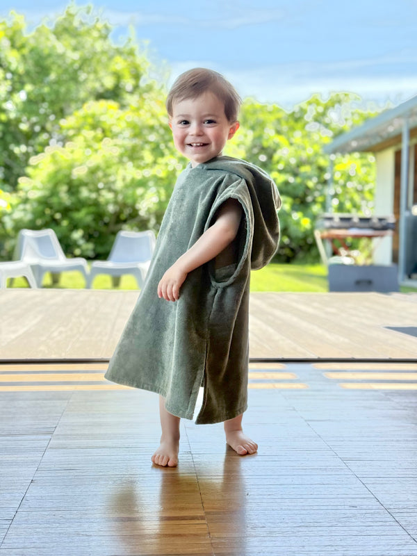 Children's organic cotton poncho 2-4 years - Sage